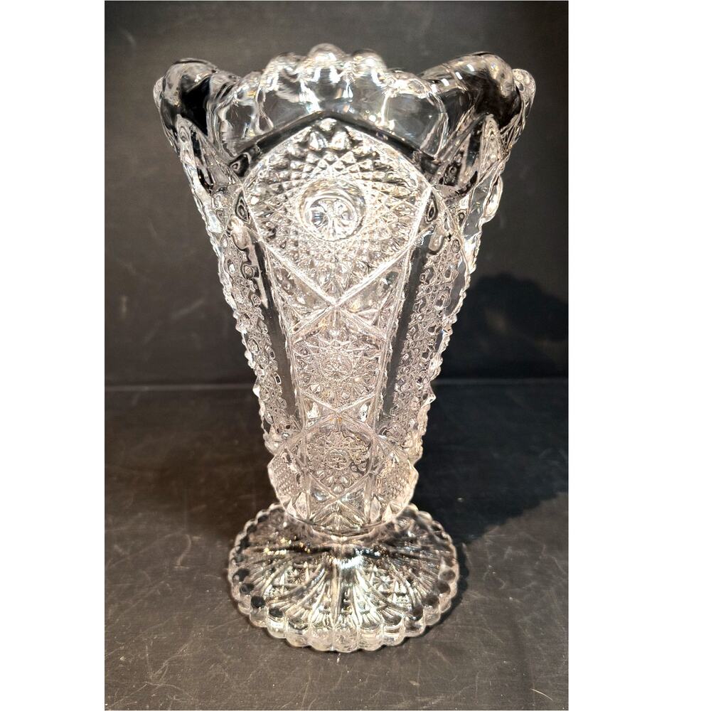 1133.  Octagon Hobstar Footed Vase Star Cane